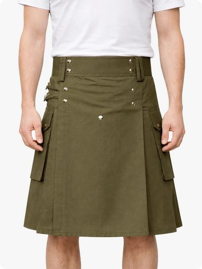 Custom Made Premium Olive Green Utility Kilt