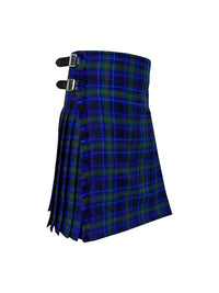 Blue plaid kilt on a white background