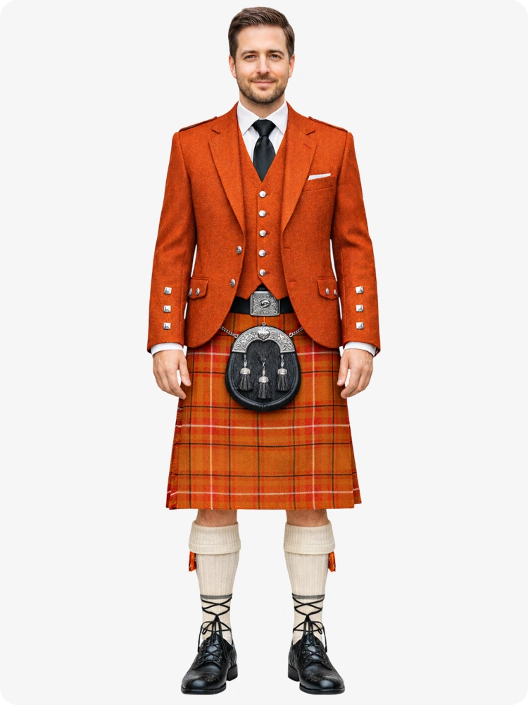 Australia Tartan Kilt And Russet Orange Argyle Jacket Kilt Outfit