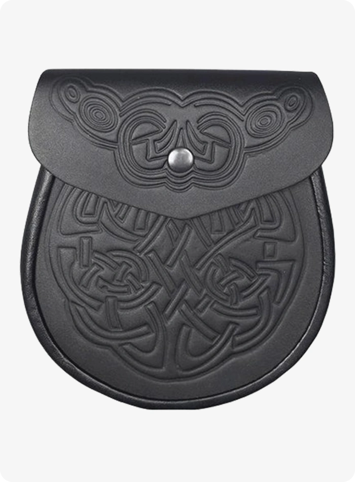 Hand Made Black Celtic Embossed Leather Sporran
