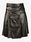 Black Cowhide Leather kilt