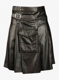Black Cowhide Leather kilt