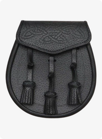 Black Leather Celtic Interweave Knotted Tassel Sporran