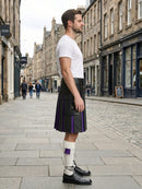 Black Leather Kilt With Purple Pleats Right Side