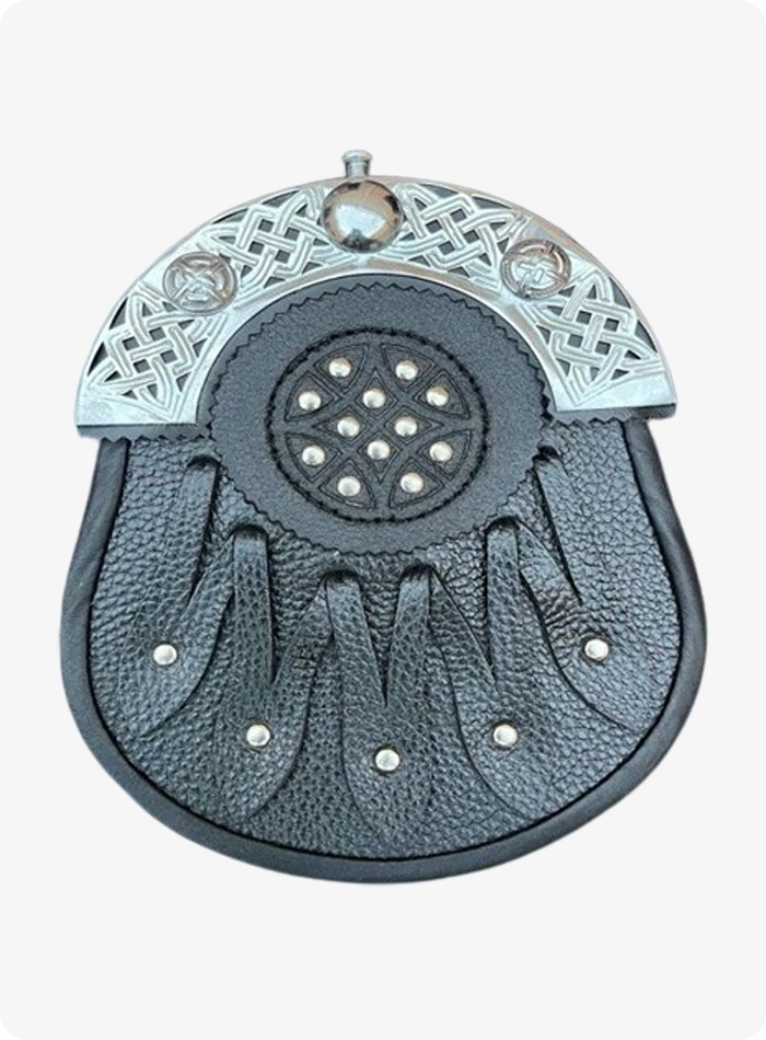 Custom Made Black Leather Silver Cantle Sporran