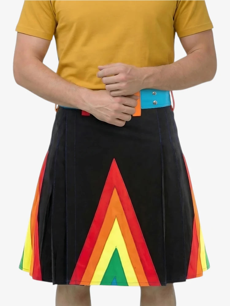 Black Modern Rainbow Kilt