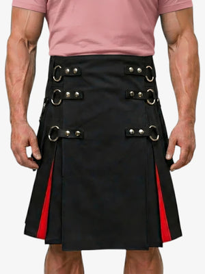 Black Rainbow Kilt with Metal Ring Straps