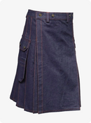 Blue Denim Kilt With Red Thread