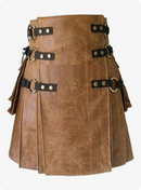 Brown Leather Kilt For Men