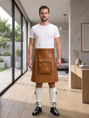 Brown Leather Utility Kilt