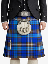 Buchanan Blue Tartan Kilt Model Front