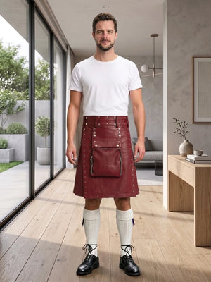 Burgundy Leather Utility Kilt