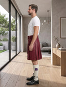 Burgundy Leather Utility Kilt Left Side