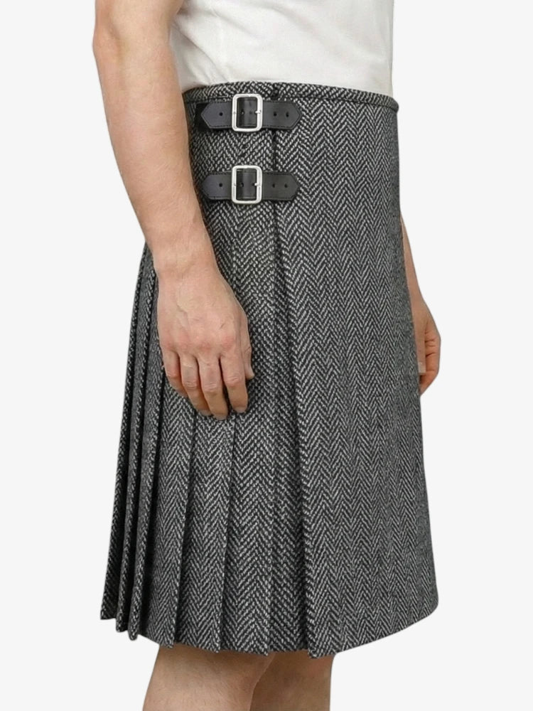 Casual Light Grey Tweed Kilt