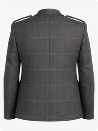 Gray checkered blazer on a white background