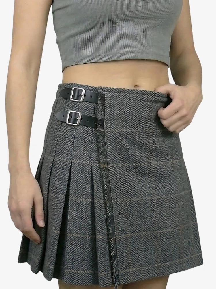 Charcoal Grey Women Tweed Kilt