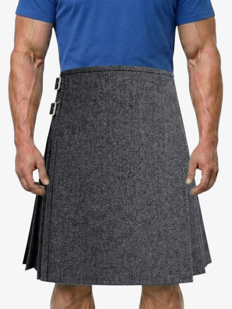 Charcoal Herringbone Tweed Kilt