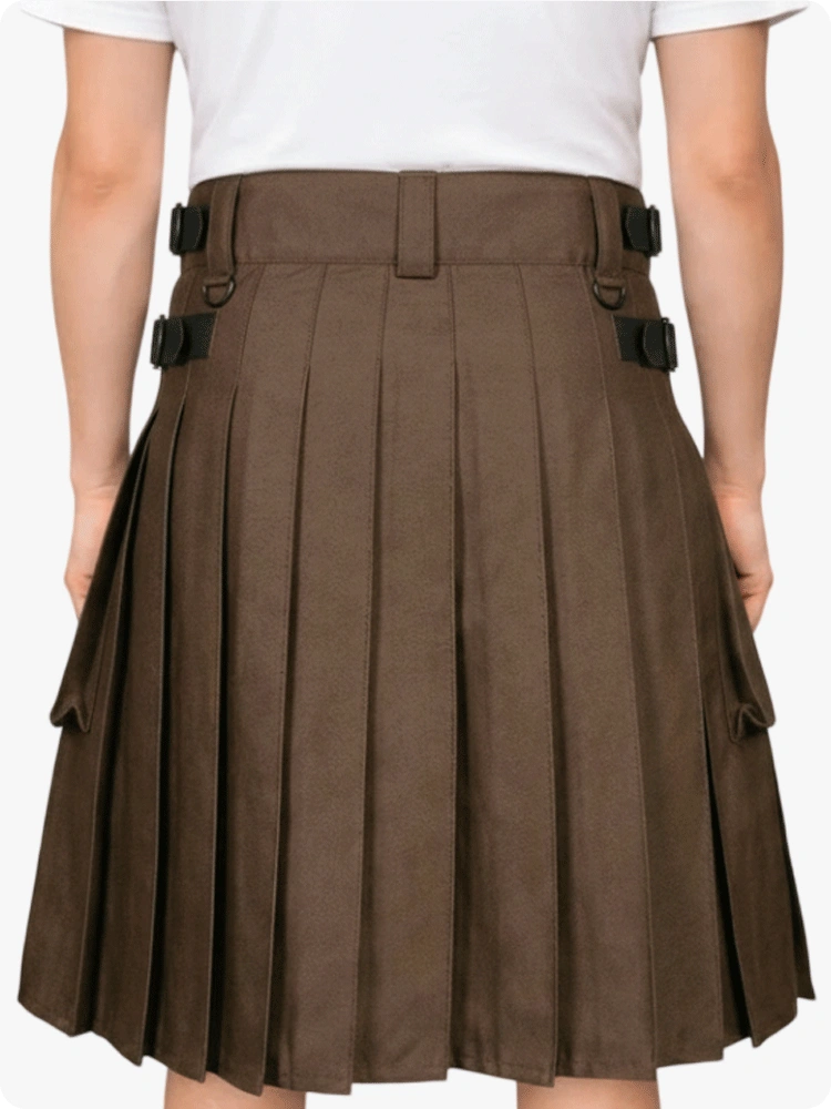 Chocolate Brown Leather Strap Utility Kilt