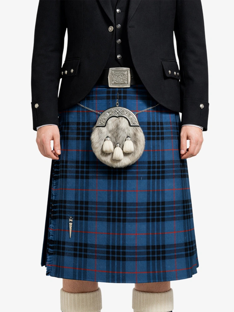 Clan Mackay Blue Ancient Tartan Kilt Model Front
