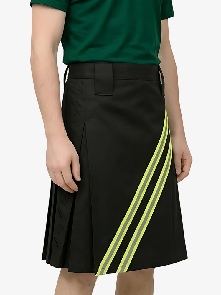 Custom Made Black Firefighter Kilt with Fastening Straps