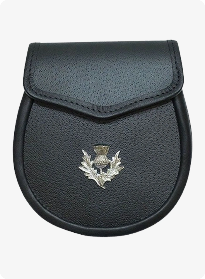 Custom Made Black Leather Kilt Sporran