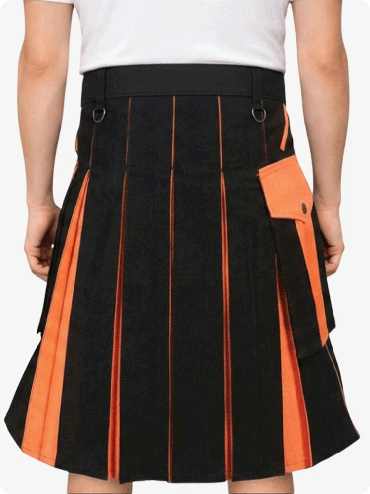 Custom Made Black & Orange Utility Kilt