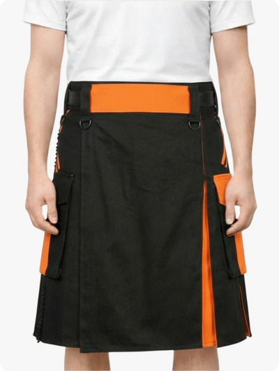 Custom Made Black & Orange Utility Kilt