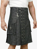 Custom Made Dark Brown Denim Kilt
