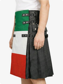 Skirt with green, white, and red design on a white background