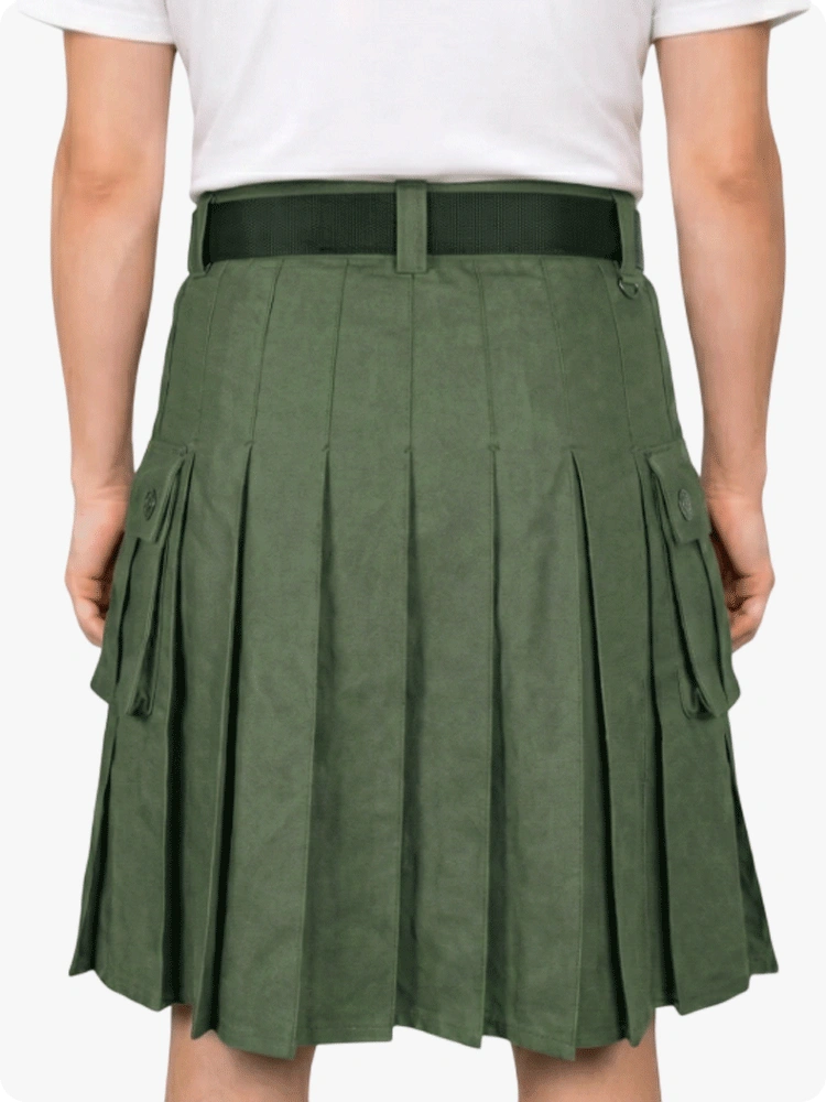 Custom Made Olive Green Utility Kilt