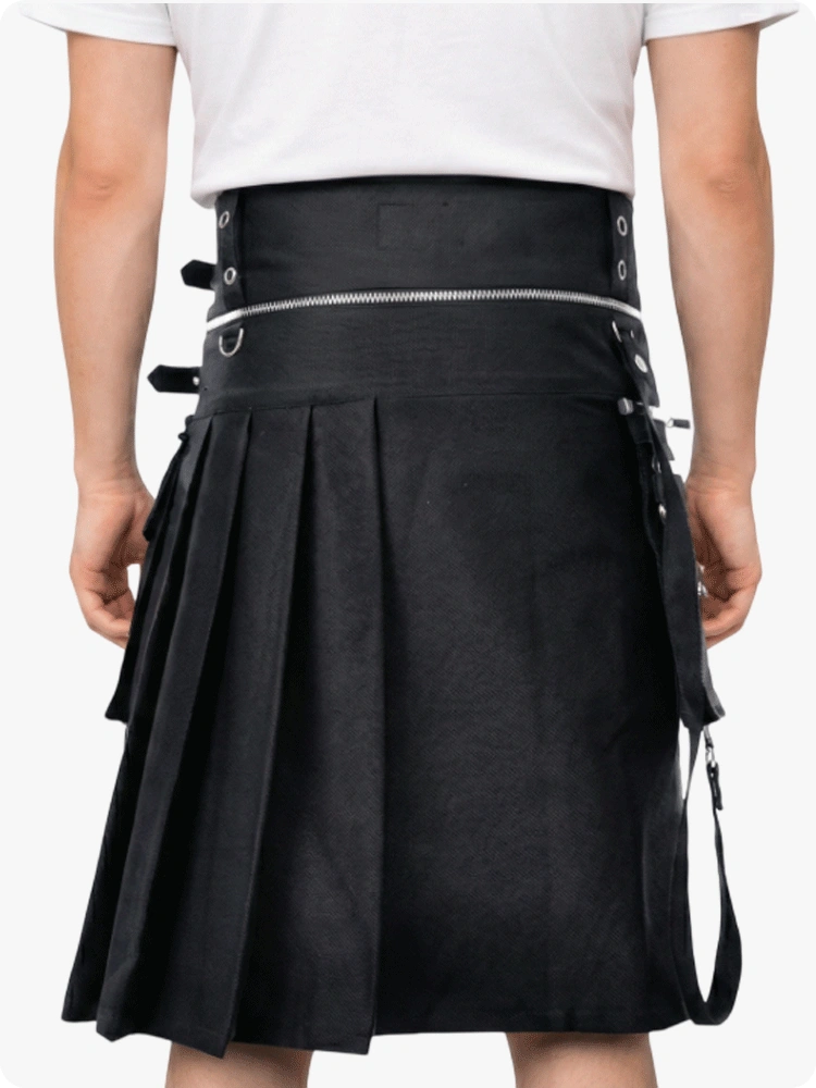 Custom Made Premium Black Gothic Utility Kilt