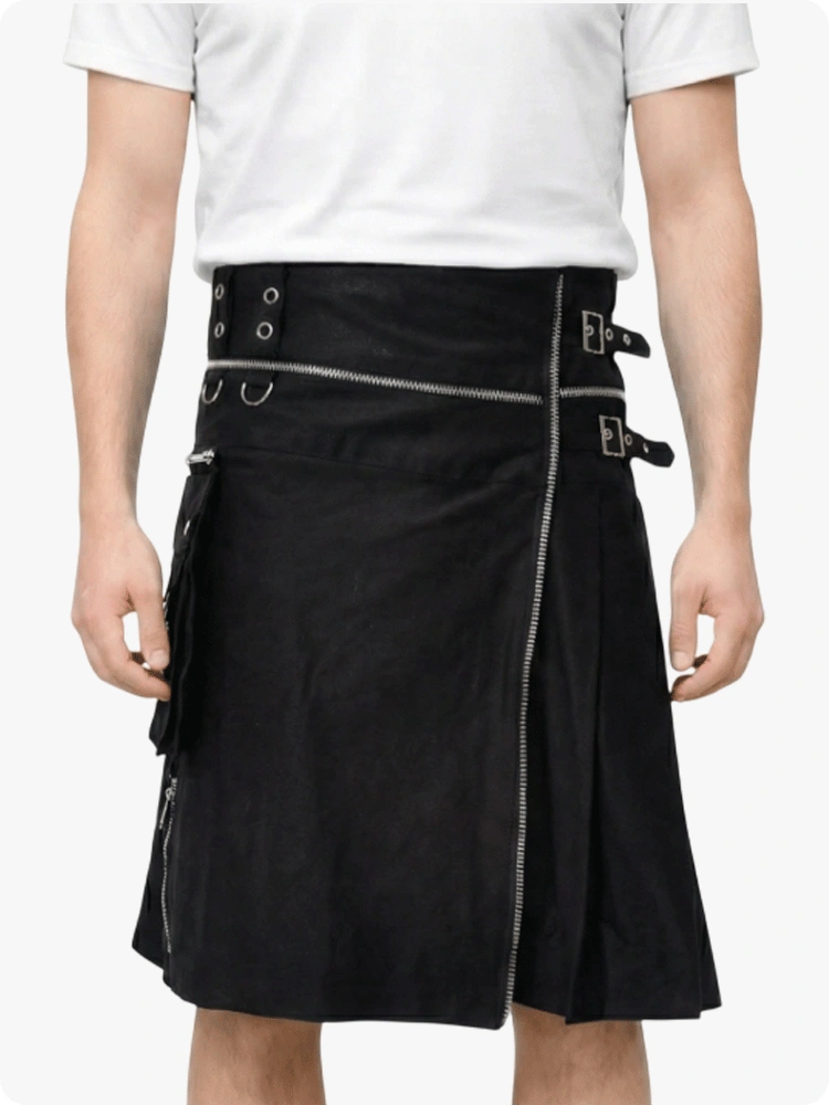 Custom Made Premium Black Gothic Utility Kilt