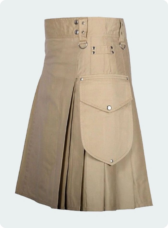 Custom Made Premium Khaki Utility Kilt
