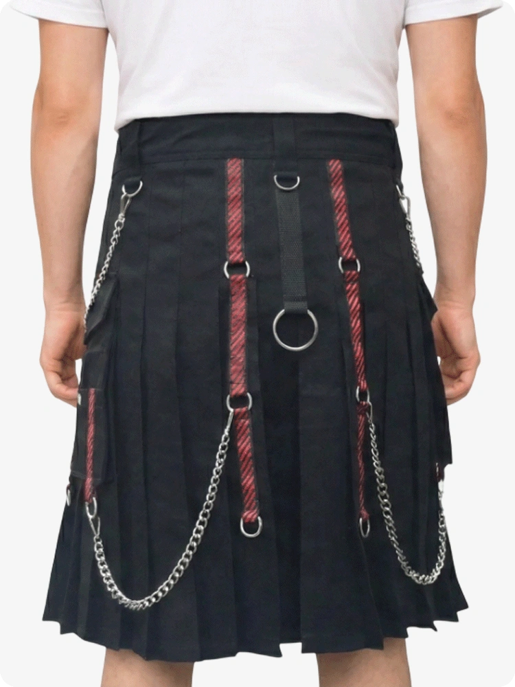 Custom Made Stylish Black Utility Kilt