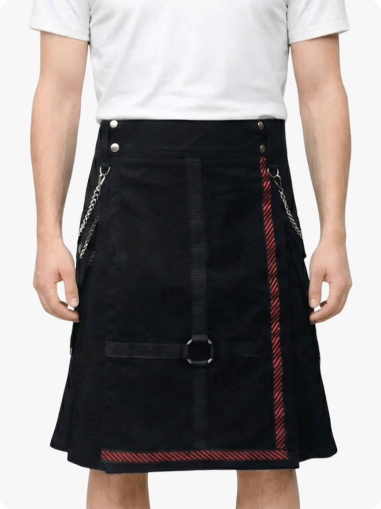 Custom Made Stylish Black Utility Kilt