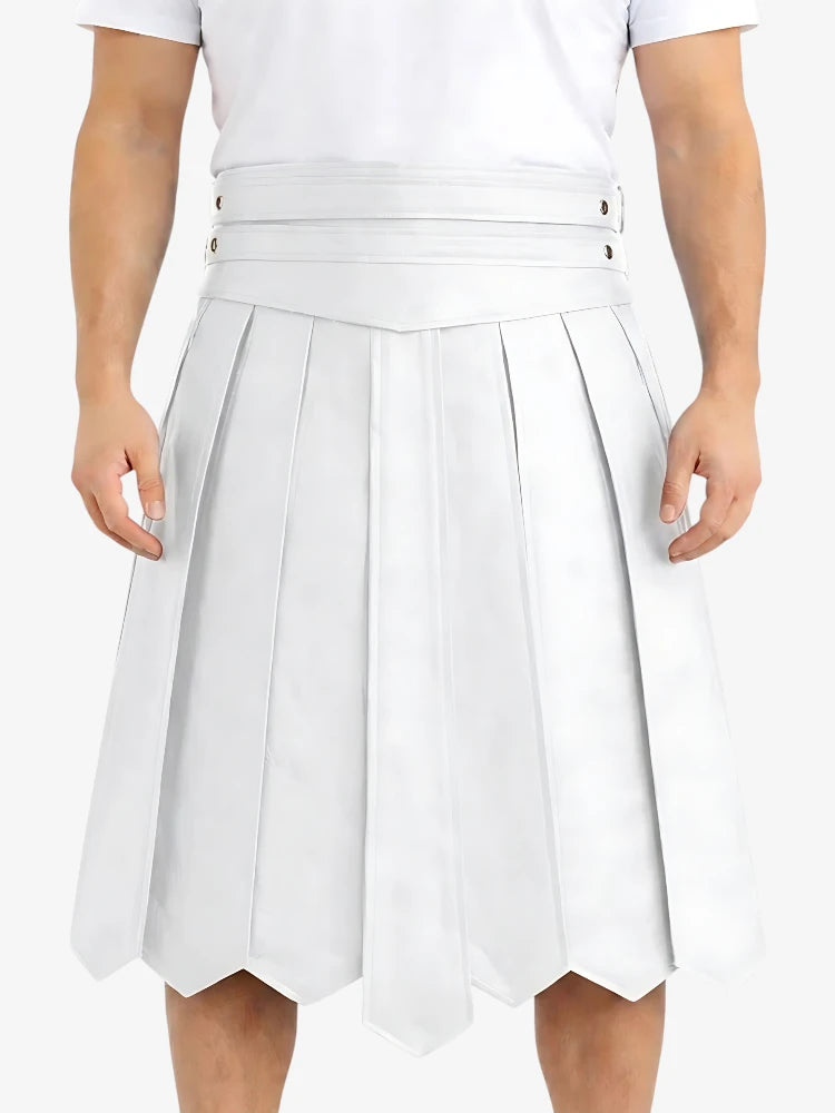 Custom Made Stylish White Warrior Leather Kilt