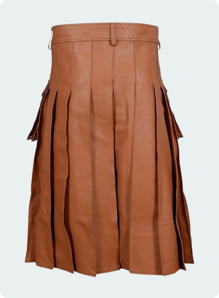 Custom Made Traditional Brown Leather Kilt