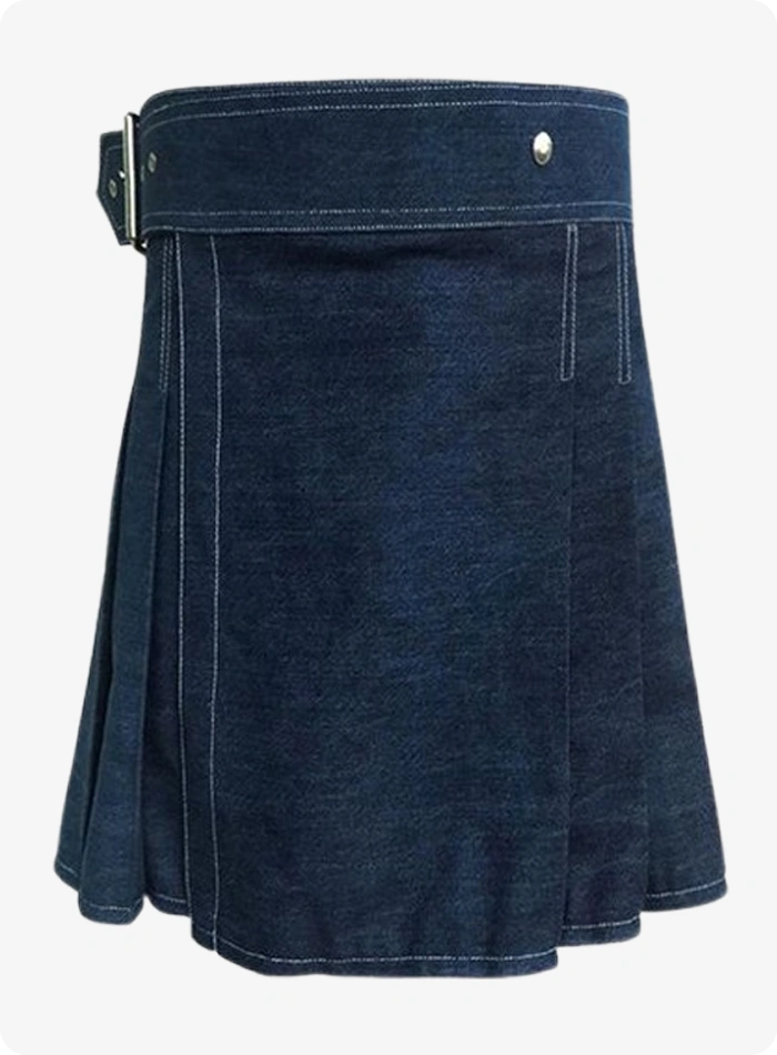Custom Made Dark Blue Women Denim Kilt