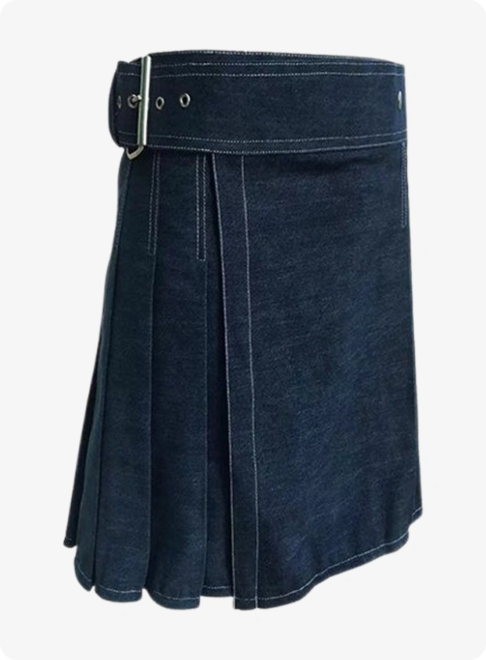 Dark Blue Women Denim Kilt