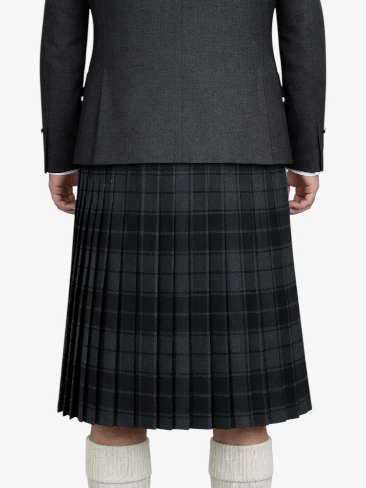 Dark Grey Highlander Tartan Kilt Model Back