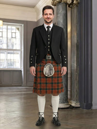 Man wearing a traditional Scottish kilt in an elegant interior setting