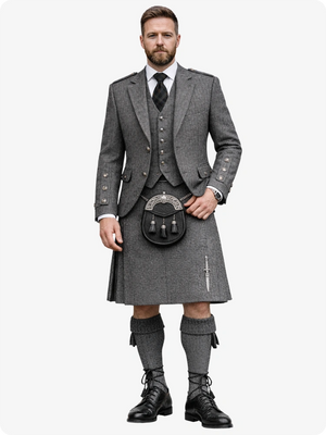 Grey Signature Harris Tweed Kilt With Grey Signature Harris Tweed Argyle Jacket Kilt Outfit