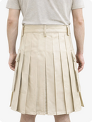 Handcrafted Biege Cream Leather Utility Kilt with Front Button Rivets