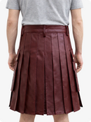 Handcrafted Maroon Leather Utility Kilt with Front Button Rivets