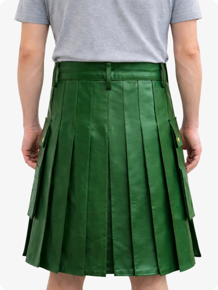 Standard Green pleated skirt worn by a person on a white background