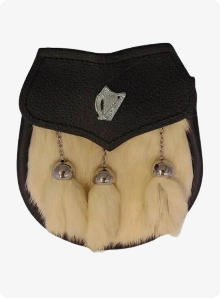 Semi Dress Harp Emblem White Rabbit Fur Sporran