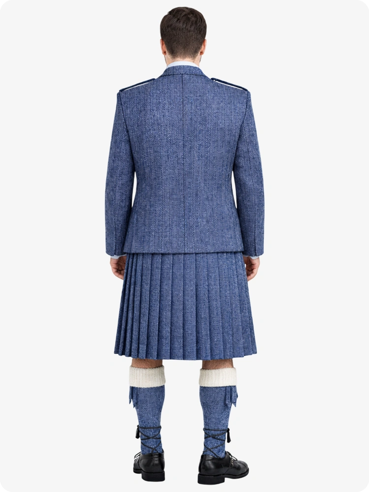 Indigo Blue Tweed Kilt With Indigo Blue Tweed Argyle Jacket Kilt Outfit