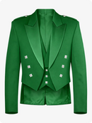 Kelly Green Prince Charlie Kilt Jacket with Satin Lapels & Silver Square Buttons