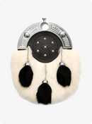 Knot And Tage White Black Rabbit Fur Sporran 