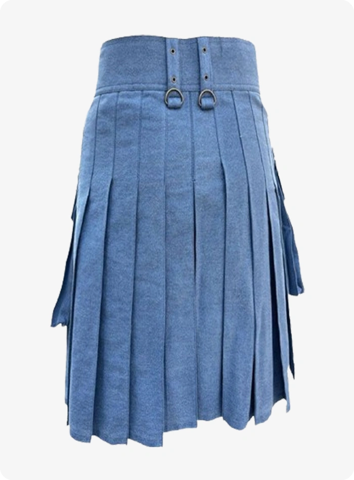 Custom Made Light Blue Denim Kilt